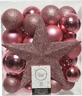thumbnail of 33 Weihnachtskugeln Christbaumspitze Stern Kunststoff Christbaumkugeln rosa pink