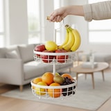 thumbnail of Relaxdays Obstkorb Etagere 2-stöckig, Obstschale für die Küche, moderner Metallkorb für Obst und Gemüse, Metall, weiß