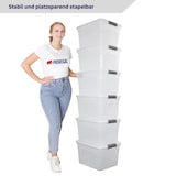 thumbnail of PROREGAL Aufbewahrungsbox mit Deckel 45L 6er Set Groß Rollen transparent stapelbar Kunststoffbox Verschlussclips Stapelbox Aufbewahrungsbehälter