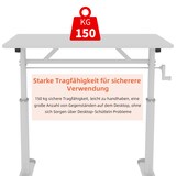 thumbnail of Schreibtisch höhenverstellbar 90x120x60 cm mit Handkurbel, Doppelständer stabil, minimalistisches Design für Homeoffice, Weiß
