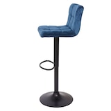 thumbnail of 2er-Set Barhocker gepolstert mit Lehne | Sitzhöhe 63-87cm | höhenverstellbar | Samt Petrol-Blau | Fuß Schwarz| Tresenhocker Barstuhl