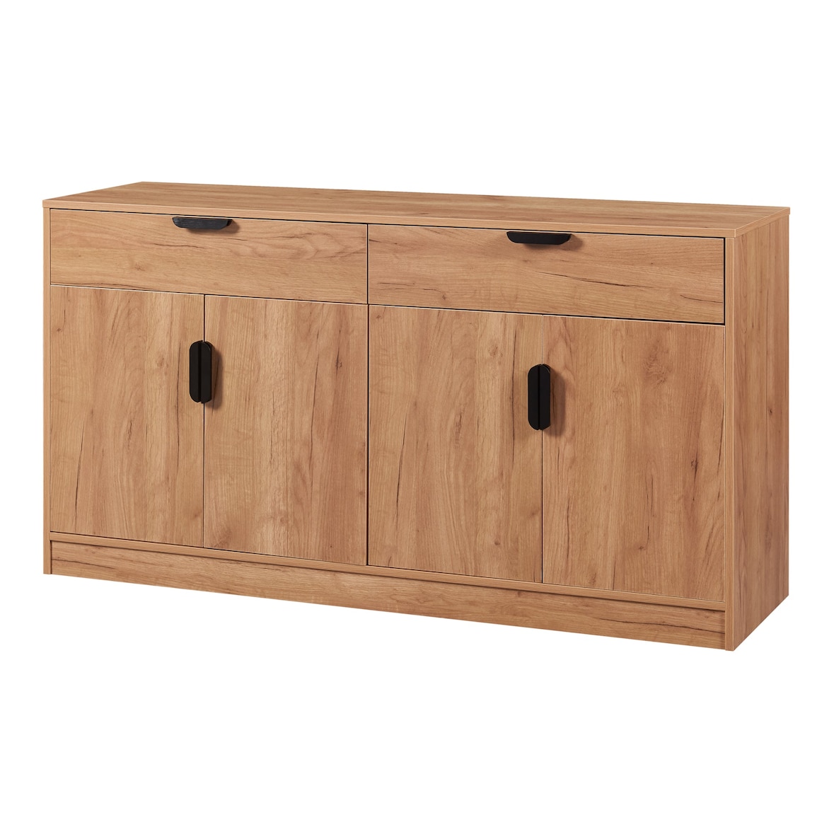 Helloshop26 - Buffet commode meuble de rangement salon entré chambre MDF 75 x 140 x 40 cm effet chêne 03_0009047