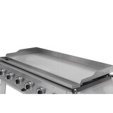 thumbnail of METRO PROFESSIONAL Barbecue Plancha à 6 brûleurs sur chariot, acier revêtu en poudre, 165 x 62 x 101 cm, puissance 22,2 kW, 4 roulettes, argent