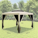 thumbnail of Outsunny carpa de jardín 3x3 m cenador desmontable de exterior gazebo con 4 mosquiteras laterales techo doble anti-UV impermeable beige