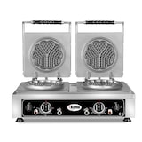 thumbnail of GMG - Waffeleisen Amore-S - 2x Ø 16cm - 50° bis 300°C - Feste Backplatte aus Gusseisen - Umlaufende Fettfangrinne - Gehäuse Edelstahl