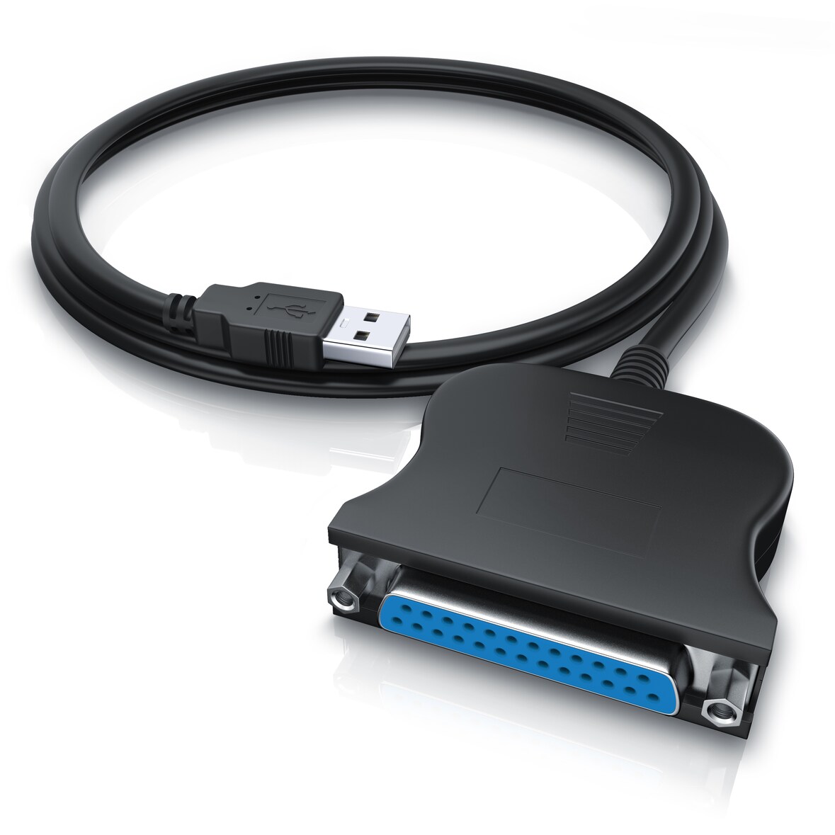 CSL USB auf Parallel Adapter LPT 25pol., Druckerkabel Adapterkabel, Plug and Play, schwarz