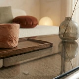 thumbnail of Oviala Table basse rectangulaire L110 cm en métal et verre trempé marron