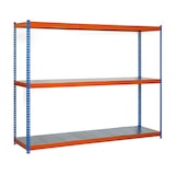 thumbnail of SimonRack Industrieregal, 2000x1500x450 mm, 600 kg am Biegepunkt, 3 Metallböden, Garagenregal, Blau/Orange/Verzinkt- Simonforte