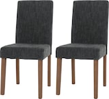 thumbnail of 2er-Set Esszimmerstuhl Littau, Stuhl Küchenstuhl Hochlehner, Stoff/Textil Chenille Holz ~ dunkelgrau, naturfarbene Beine