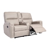 thumbnail of 2er Kinosessel HWC-K17, Relaxsessel Fernsehsessel Sofa, Nosagfederung Getränkehalter Fach ~ Stoff/Textil hellgrau