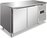 thumbnail of KLIMAITALIA Edelstahl-Kühltisch mit 2 Türen. Klasse B tropisiert. Automatisches Auftauen. Temperatur -2°C/+8°C.  Maße LxWxH 136x60x86 cm. SNACK2100TNF