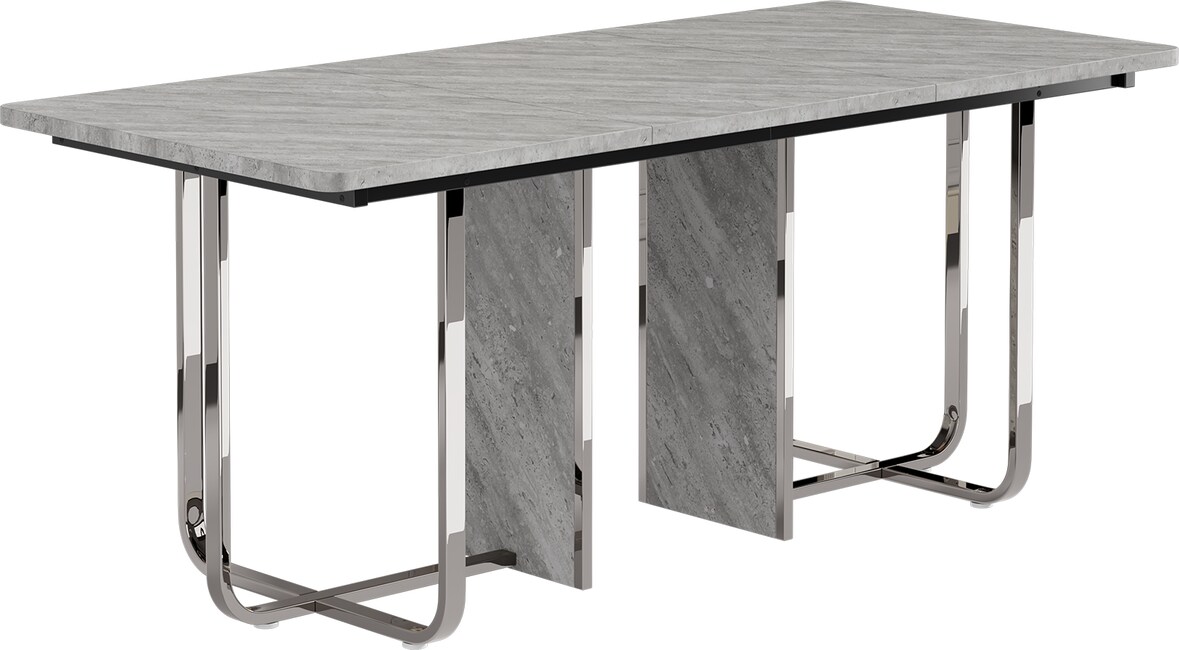 Esstisch 180x80x75  rechteckig Grau+Silber mit MDF Tischplatte und stabilen Metallbeinen, modernes Design für 6 bis 8 Personen
