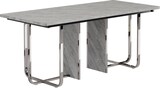 thumbnail of Esstisch 180x80x75  rechteckig Grau+Silber mit MDF Tischplatte und stabilen Metallbeinen, modernes Design für 6 bis 8 Personen