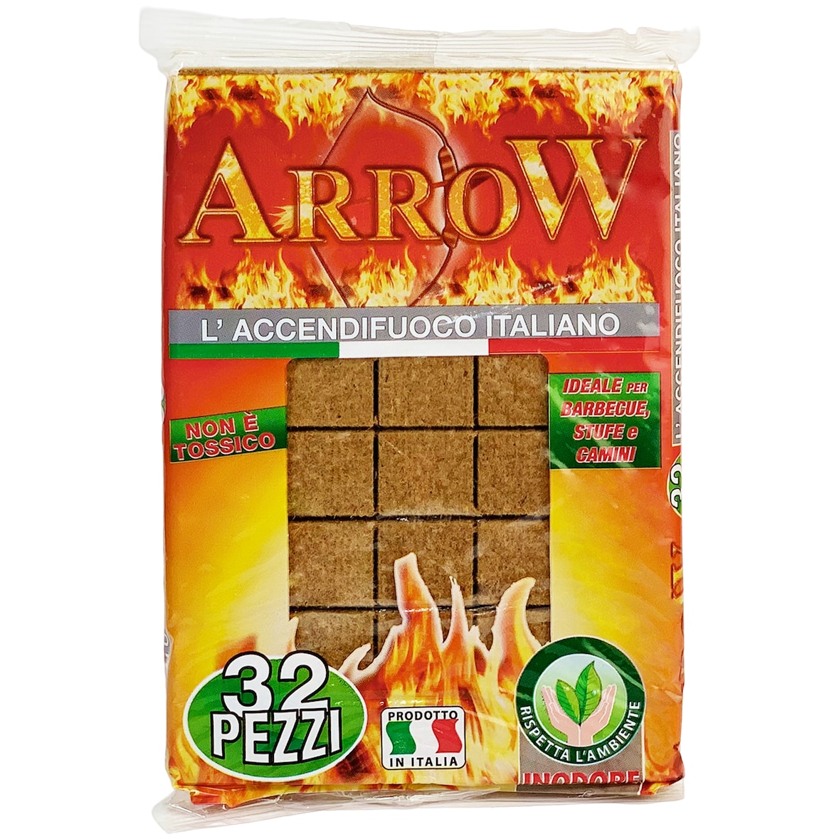 Allume-feu écologique et inodore pour barbecues, poêles et cheminées, lot de 32, non toxique, allumage rapide, fabriqué en Italie
