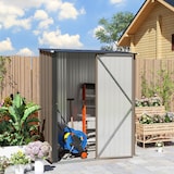 thumbnail of Cobertizo de jardín 1,34 m² 161,5x94,5x196 cm caseta de jardín metálica con 1 puerta y cerradura para almacenamiento de herramientas marrón