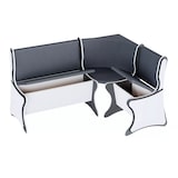 thumbnail of Eckbankgruppe „Argentina“ 4 Tlg. Set Sitzbank Eck-Truhenbank gepolstert + Esstisch klappbar + 2xHocker grau weiß