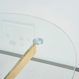 thumbnail of Merax Esstisch rund Ø80 cm, Glastisch modern, mit X-Gestell geometrisch, Küchentisch klein, 2–4 Personen, gold Metall