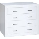 thumbnail of Cómoda de 4 gavetas, pinho maciço e Mdf, Moblit, série Kalpe lacado, medidas: (80x95x40) cm (alt.-larguraxprofundidade), cor branca