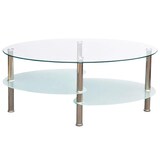 thumbnail of Helloshop26 - Table basse de salon salle à manger design blanche verre ovale 90 x 45 cm 0902001