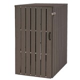 thumbnail of 1er WPC-Mülltonnenverkleidung HWC-J28, Mülltonnenbox, Metall Holzoptik, erweiterbar 240l ~ grau