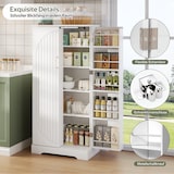 thumbnail of Küchenschrank Weiß 60x35x128 cm mit LED-Sensorleuchte, höhenverstellbaren Einlegeböden und Kippschutz, MDF wasserfest mit Türen und Ablagen