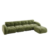 thumbnail of Merax Modulares Sofa 4-Sitzer mit Hocker, Cloud Sofa mit runden Armlehnen, Chenille weich, rahmenlos bodennah, Lounge Sofa, Grün