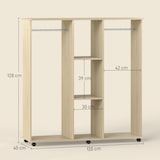 thumbnail of HOMCOM armario ropero con ruedas armario para ropa con barra estantes abiertos organizador para colgar ropa de dormitorio 120x40x128 cm matural