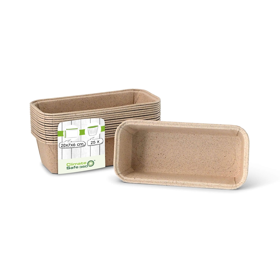 greenbox - Kakaopapier-Backformen 20 x 7 x 6 cm, rechteckig, braun, 25 St.