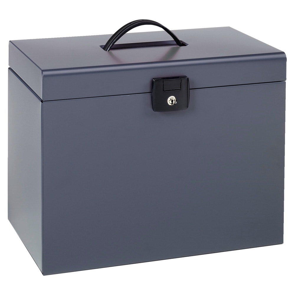 Maletín metálico con 5 carpetas colgantes en Kraft color. DIN A4, gris oscuro