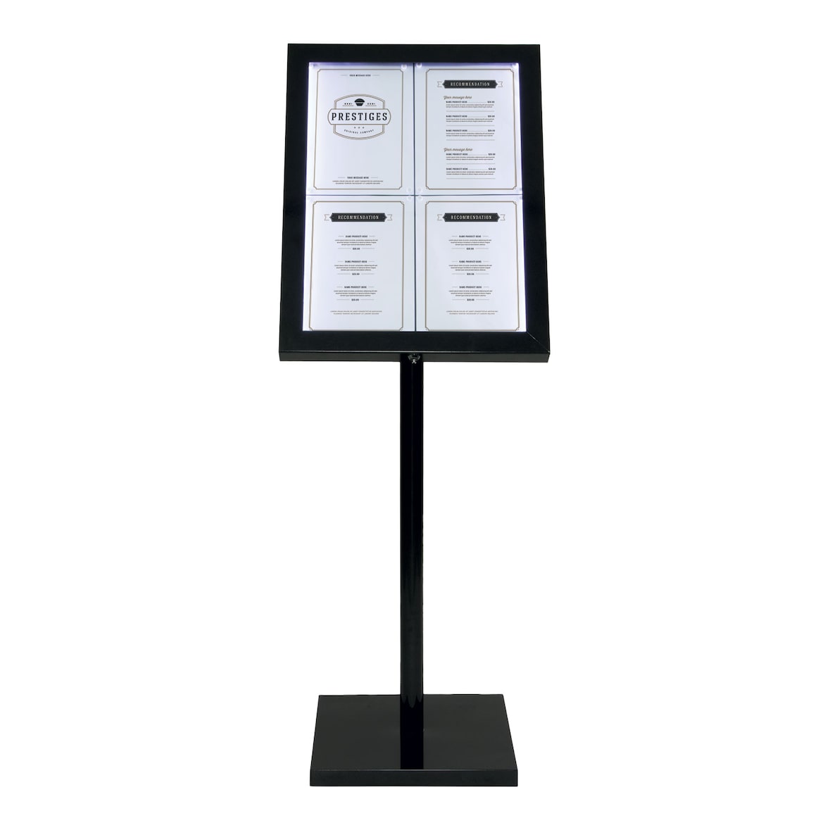 Securit® Black Star Display di informazione LED, set - LED bianchi - Cavo da 5m incl. o usa una batteria - Mostra 4xA4