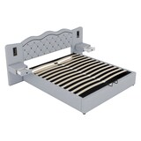 thumbnail of Merax Polsterbett, Hydraulisches Doppelbett 180x200cm mit Nachttischlampen USB-Anschluss, Grau