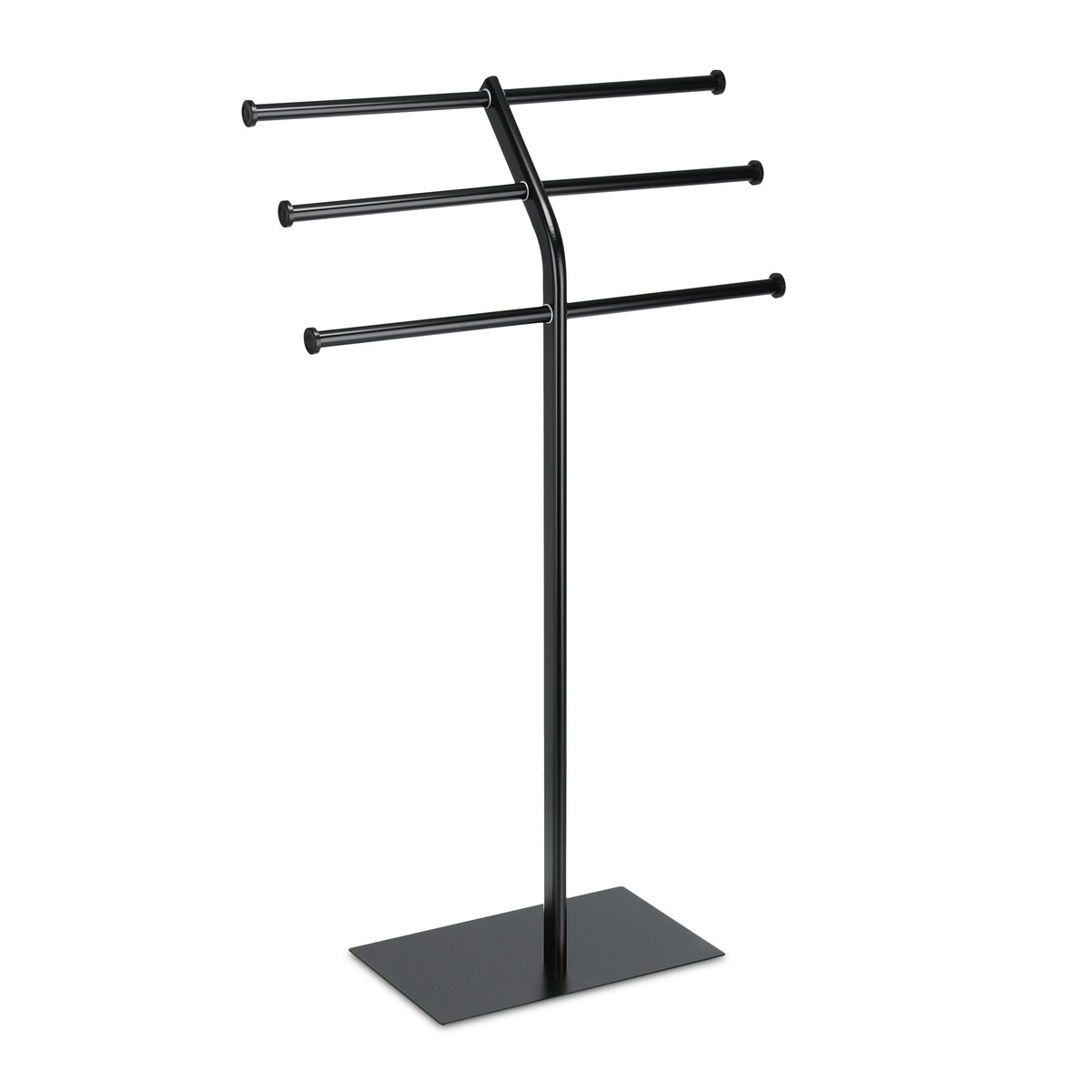 Relaxdays Handtuchhalter, 3 Stangen für 6 Tücher, freistehend, Badezimmer u. Küche, Eisen, HBT: 87x50,5x20,5 cm, schwarz