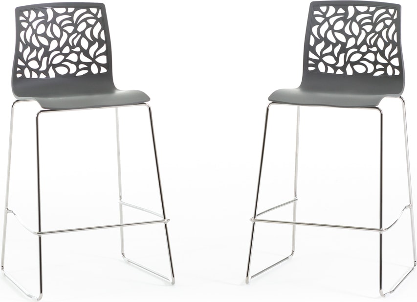 2er-Set Barhocker aus Polypropylen mit Metallbeinen, modernes und elegantes Design – ideal für Bar, Restaurant oder Küche – Anna XL – Dunkelgrau