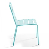 thumbnail of Conjunto de mesa de jardín y 6 sillas de metal turquesa.