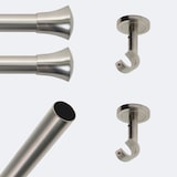thumbnail of Kit de tringle à rideaux Nickel Mat 150cm Diam.20mm Embout Pommeau Lisse - Fixation Plafond - Boulet