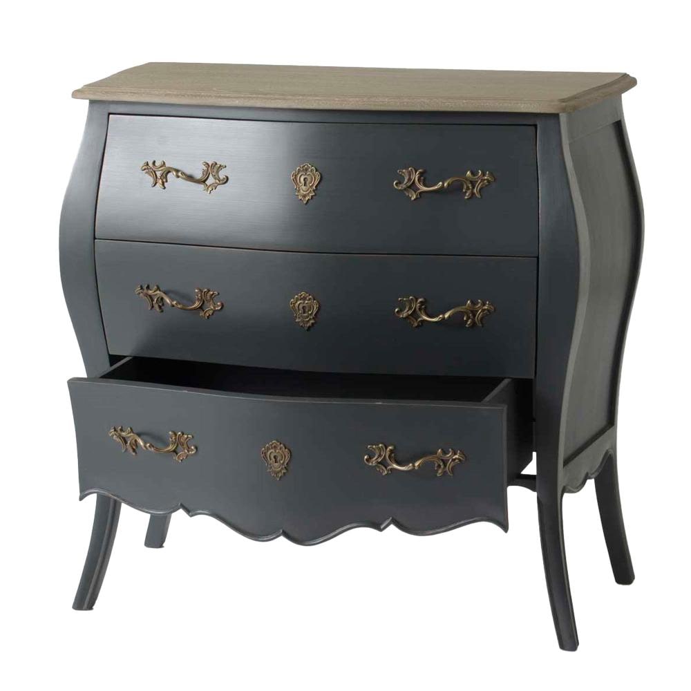 Commode 3 tiroirs Murano céleste -  Gris  Bois Amadeus 40.00x80.00 cm