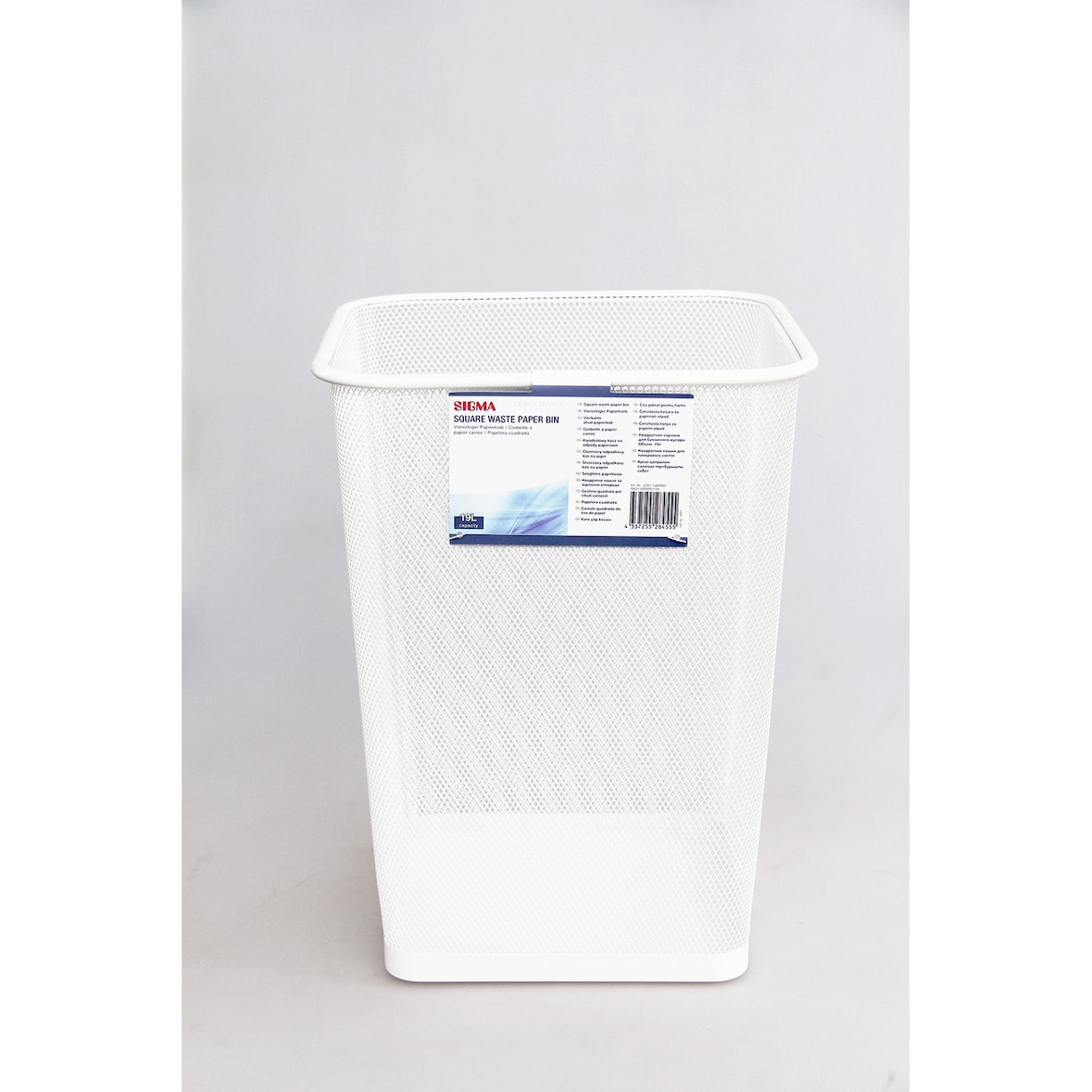 SIGMA Corbeille à papier, blanc, métal, rectangulaire, 19 L