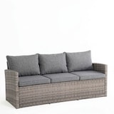 thumbnail of Ensemble de détente de jardin en polyrattan avec canapé, fauteuils, poufs et table en verre, élégant et confortable, pour jardin, terrasse – CATANIA