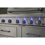 thumbnail of METRO PROFESSIONAL 4 hoofd- en zijbranders gasgril, 182 x 66 x 125 cm, 2 zijtafels, verrijdbaar, beschermhoes, roestvrij staal, zilver