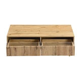 thumbnail of Wohnzimmermöbel-Set mit LED, TV-Schrank 4 Türen & Couchtisch 2 Schubladen, Acrylfronten 3D-Wellenstruktur, viel Stauraum, Holzfarben-Gold