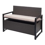 thumbnail of Décoshop26 - Banc de jardin 2 places en polyrotin gris coffre de rangement coussin d'assise beige 04_0004170