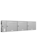 thumbnail of AL Briefkastensysteme 3 Fächer Premium Edelstahl Wand Briefkasten Anlage mit Klingeln, Post A4, modern, robust, wetterfest, Artikelnummer: 331V3EA3KSL