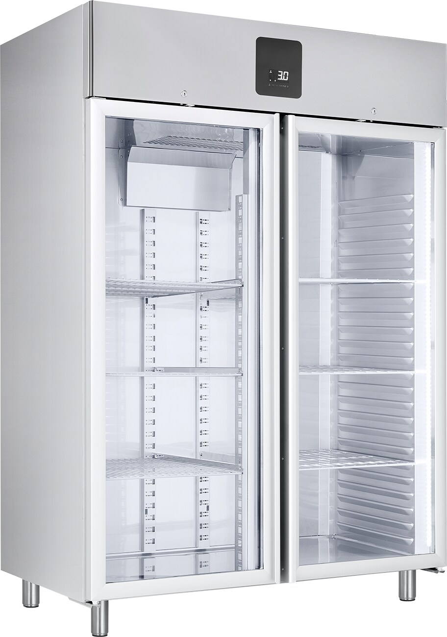 Edelstahl-Gewerbekühlschrank KU 1422 G GN 2/1 mit Glastüren