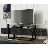 thumbnail of Dmora Fernsehschrank Dgiacint, Ständer für Wohnzimmerfernseher, Niedriges Wohnzimmer-Sideboard, TV-Ständerbasis, 160x46h50 cm, Schwarz und Gold