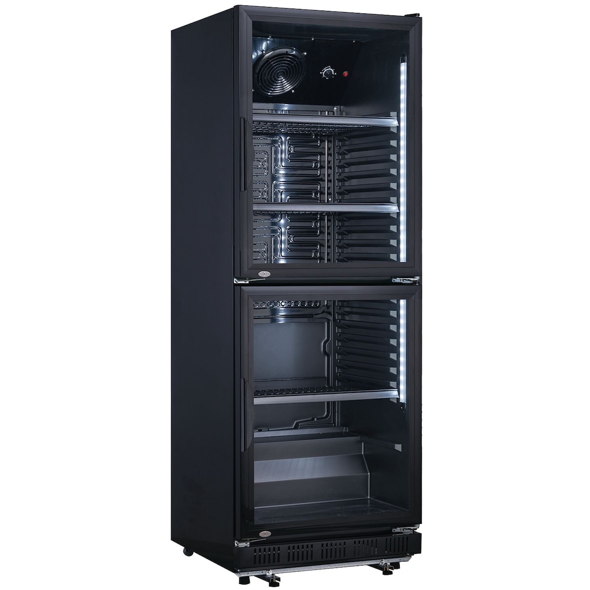 METRO Professional Réfrigérateur à boissons double porte GSC2360BDD, 347 L, froid ventilé, portes vitrées, noir