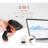 thumbnail of Tera Pro Barcodescanner QR 2D 1D Bluetooth 2,4G Kabelgebunden USB-C 1D 2500mAh Ständer 8100 Blau  1 Stück