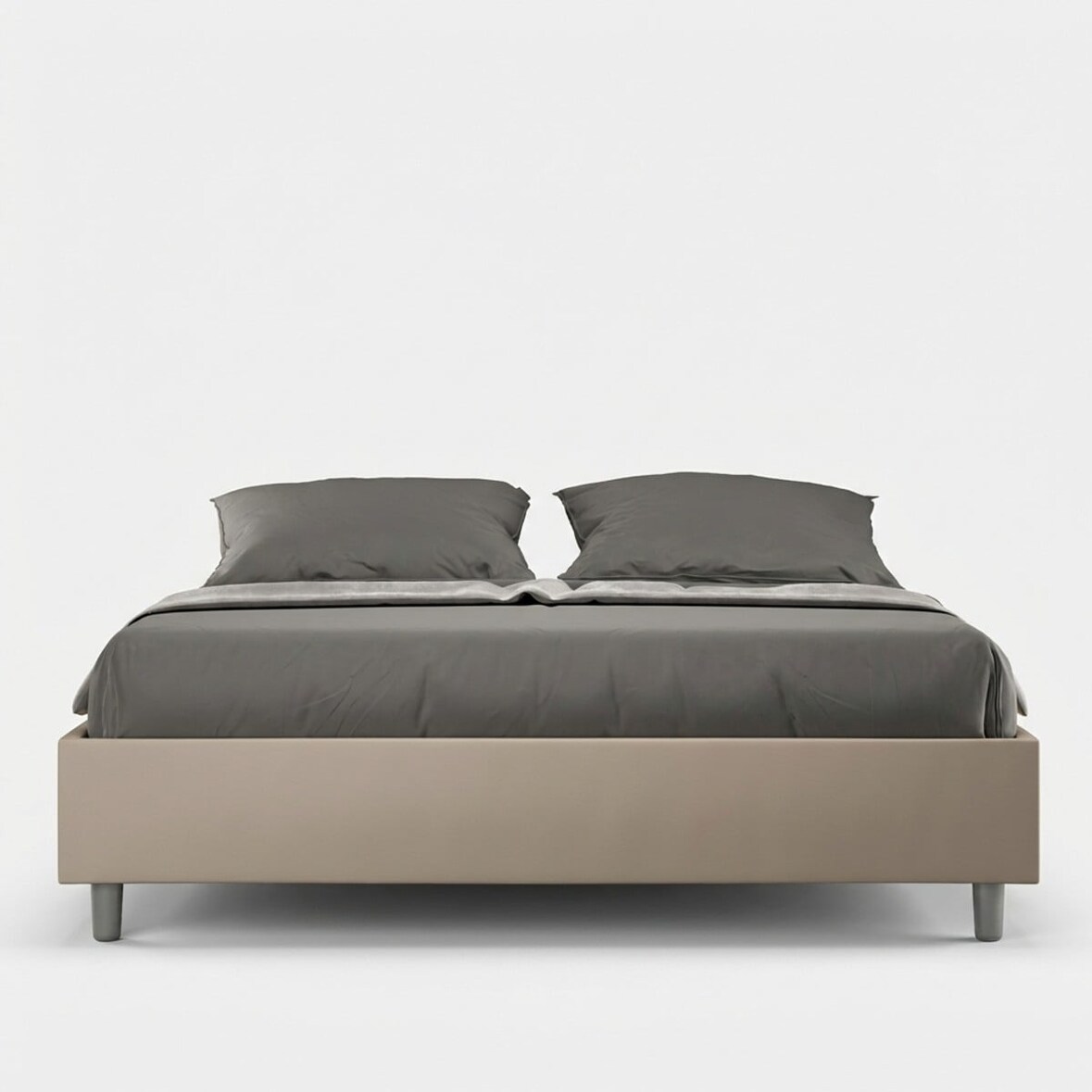 Letto Sommier contenitore imbottito 160x200 similpelle tortora Azelia
