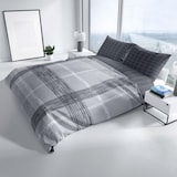 thumbnail of Baumwolle Bettwäsche 135x200 cm Gestreift Grau Anthrazit Wendeseite Streifen mit Reißverschluss