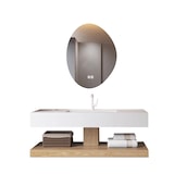 thumbnail of 【R557】Thermogeformtes Waschbecken Badezimmer Set Waschtisch Waschbecken mit LED-Spiegel und Ablage 120*55cm