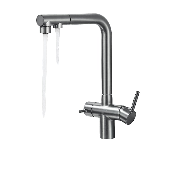 Felix | grifo mezclador extraíble 3 vías premium gris titanio mate | grifo cocina osmosis acero inoxidable | 360 grados giratorio| filtro 3 conexiones
